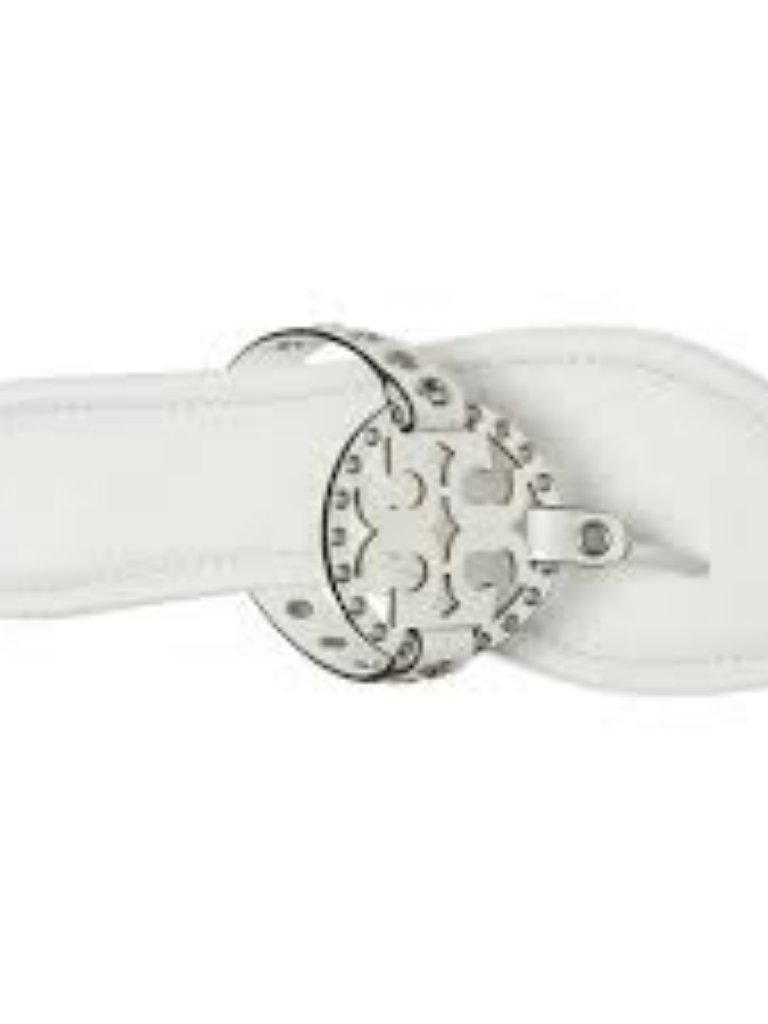 Nib Tory Burch Miller Eyelet Flip Flop Cloud White /Silver